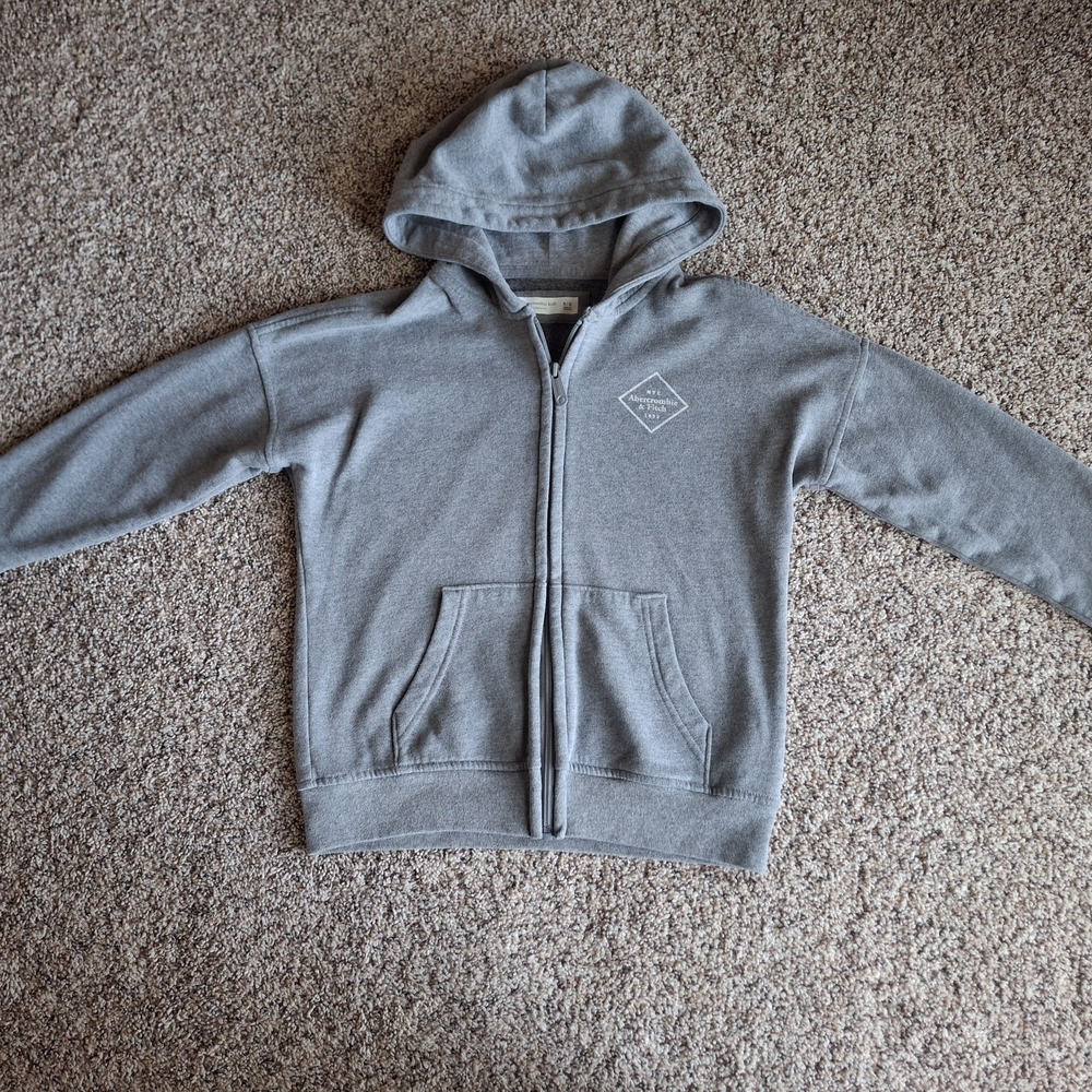 Kids Gray Zip-Up Hoodie Sweatshirt Ambercrombie Kids